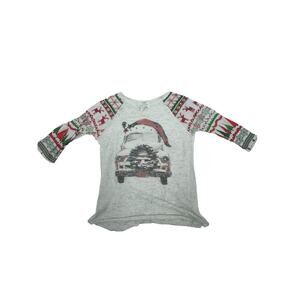 L&B Life Girls' Gray Christmas Holiday Graphic T-Shirt Youth Size Medium